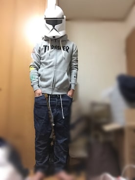 「NATAL DESIGN（ネイタルデザイン）のアイテム（デニムパンツ）」を使った、UEさん（メンズ・175cm）の冬コーディネート