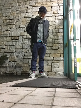 「フード」｜UEさん（メンズ・175cm）の冬コーディネート