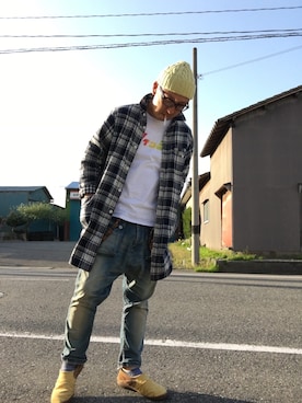 「NATAL DESIGN（ネイタルデザイン）のアイテム（デニムパンツ）」を使った、UEさん（メンズ・175cm）の春コーディネート