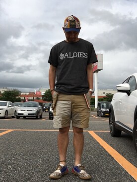 「アイテム（モカシン/デッキシューズ）」を使った、UEさん（メンズ・175cm・30代）の夏コーディネート