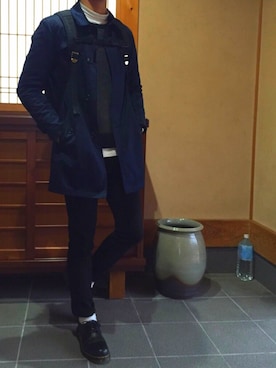 「アイテム（ステンカラーコート）」を使った、ﾖｼｵｶさん（メンズ・176cm・10代）の冬コーディネート