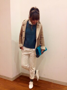 「LBC（エルビーシー）のアイテム（ムートンコート）」を使った、mayukoさん（レディース・170cm）の秋コーディネート