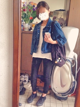 「UNIQLO（ユニクロ）のWOMEN ウルトラストレッチジーンズ（デニムパンツ）」を使った、takaさん（レディース・158cm）の秋コーディネート