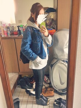 「UNIQLO（ユニクロ）のWOMEN ウルトラストレッチジーンズ（デニムパンツ）」を使った、takaさん（レディース・158cm）の秋コーディネート