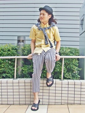 「SHIPS JET BLUE（シップスジェットブルー）のアイテム（サンダル）」を使った、星さん（メンズ・168cm）の夏コーディネート