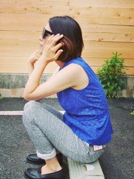 「ジャパンブルー」｜「アイテム（その他シューズ）」を使った、tsukasaさん（レディース・163cm）の夏コーディネート