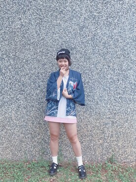 「アイテム（タンクトップ、ピンク系）」を使った、kuma_yamchiさん（レディース・163cm）の秋コーディネート