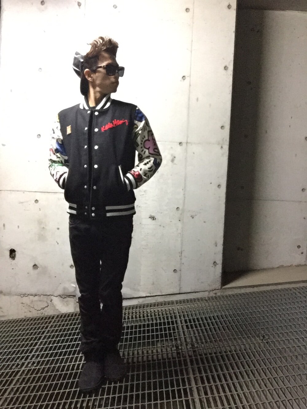 「ジョイリッチ(JOYRICH)、ディーゼル、バンズ、秋冬、スタジャン、キースへリング、秋のコーデ、スキニー、VANS、シープスキン」｜「JOYRICHのアイテム（スタジャン、その他）」を使った、U3さん（メンズ・182cm）の秋コーディネートの1枚目の写真