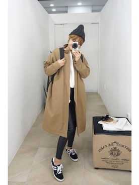 「アイテム（ミリタリージャケット、ブラウン系）」を使った、tresorselectさん（レディース・163cm）の冬コーディネート