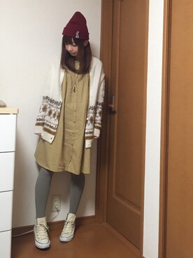 「Crisp（クリスプ）のアイテム（シャツワンピース）」を使った、☺︎さん（レディース・156cm）の冬コーディネート