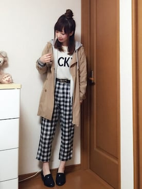 「ハーフアップお団子」｜「アイテム（パーカー）」を使った、☺︎さん（レディース・156cm）の冬コーディネート