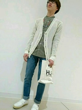 「GGD（ジージーディー）のアイテム」を使った、HVC廿日市店さん（メンズ・167cm）の春コーディネート