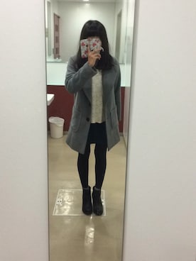 「ぺプラムトップス」｜「アイテム（チェスターコート）」を使った、どっこいやまなかさん（レディース・153cm）の秋コーディネート