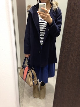 「haco!（ハコ）のアイテム（ピーコート）」を使った、ぐるみさん（レディース・172cm）の冬コーディネート