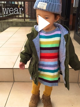 「OLD NAVY（オールドネイビー）のアイテム（ミリタリージャケット）」を使った、kona0122さん（キッズ・80cm）の秋コーディネート