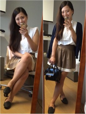「skirt」｜「アイテム（モカシン/デッキシューズ）」を使った、ann chengさん（レディース・160cm）の秋コーディネート
