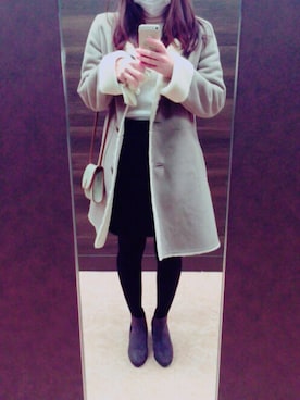「Ray BEAMS（レイビームス）のアイテム（ムートンコート）」を使った、mykさん（レディース・151cm）の冬コーディネート