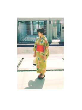 「アイテム（浴衣、グリーン系）」を使った、908さん（レディース・151cm）の夏コーディネート