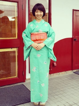 「撮影」｜「アイテム（浴衣）」を使った、ちこさん（レディース・168cm）の春コーディネート