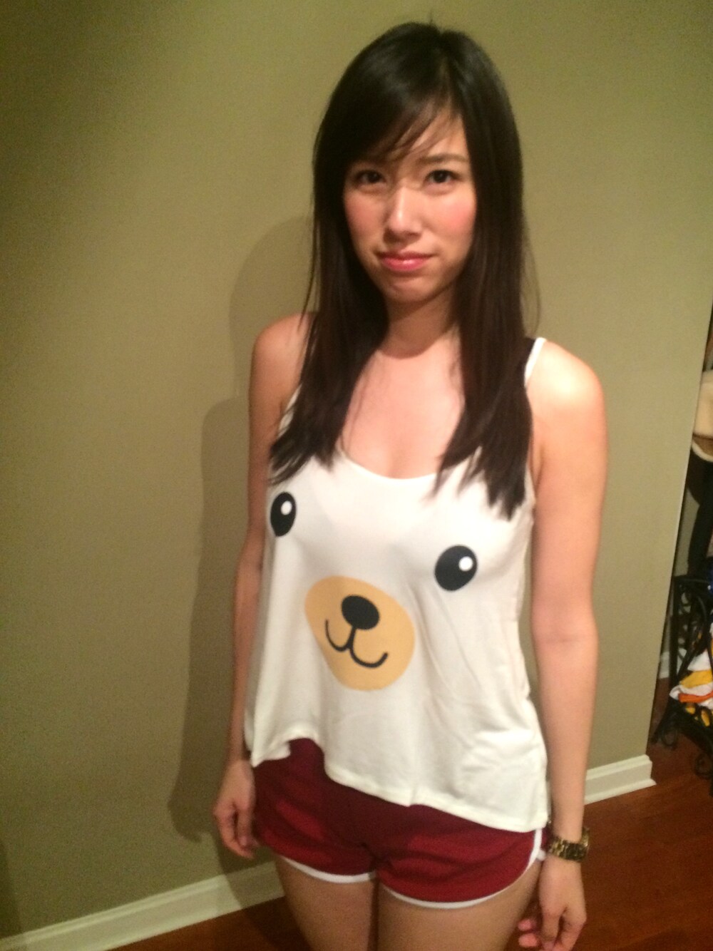 「R29PJsAllDay、sleepwear、Pajamas、Cute、Kawaii、BEAR」｜「WILDFOXのアイテム（タンクトップ、ホワイト系）」を使った、Annieさん（レディース・170cm）の夏コーディネートの1枚目の写真