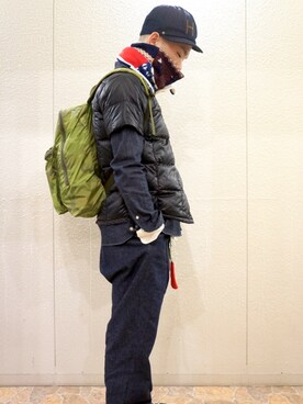 「＃デニム」｜「アイテム（ダウンジャケット/コート）」を使った、SUNQGOさん（メンズ・165cm）の冬コーディネート