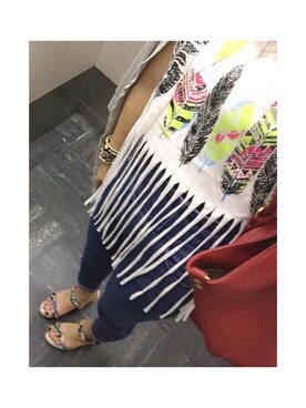 「NICE CLAUP（ナイスクラップ）のアイテム（その他アウター）」を使った、あやめさん（レディース・156cm）の夏コーディネート