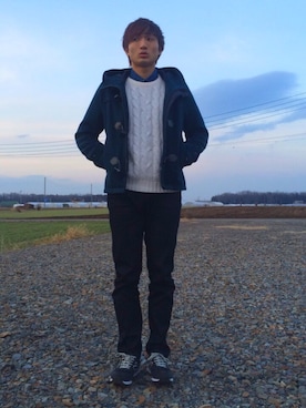 「glory crew（グローリークルー）のアイテム（ニット/セーター）」を使った、かずさん（メンズ・172cm）の冬コーディネート