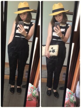 「Ray BEAMS（レイビームス）のRay BEAMS / 中折れ HAT（ハット）」を使った、monさん（レディース・153cm）の夏コーディネート