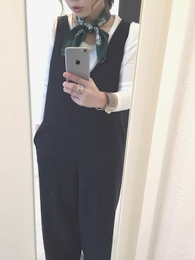 「リング」｜「アイテム（サロペット/オーバーオール）」を使った、monさん（レディース・153cm）の冬コーディネート