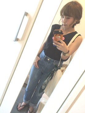 「お気に入りデニム」｜monさん（レディース・152cm）の夏コーディネート