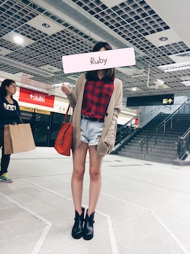 「アイテム（トートバッグ、オレンジ系）」を使った、fatfat_Rubyさん（レディース・160cm）の夏コーディネート