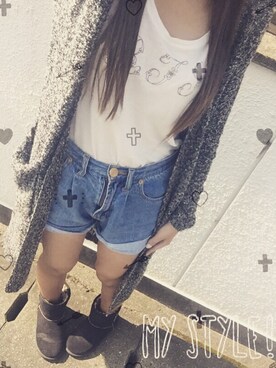 「ISBIT（アイズビット）のアイテム（トップス）」を使った、さおちゃそさん（レディース・160cm）の秋コーディネート