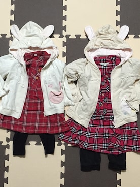 「うさ耳」｜「アイテム（ワンピース/ドレス）」を使った、❁さん（キッズ・100cm）の冬コーディネート