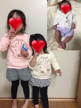 「lemoir（レモール）のアイテム（オールインワン・サロペット）」を使った、❁さん（キッズ・100cm）の春コーディネート