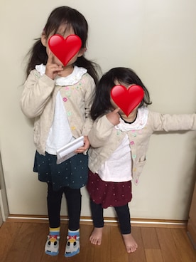 「H&M（エイチ・アンド・エム）のアイテム（カーディガン/ボレロ）」を使った、❁さん（キッズ・100cm）の春コーディネート