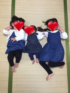 「lemoir（レモール）のアイテム（オールインワン・サロペット）」を使った、❁さん（キッズ・100cm）の春コーディネート