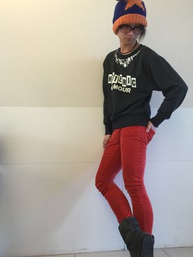 「Rodeo Crowns（ロデオクラウンズ）のアイテム（帽子）」を使った、SOUさん（メンズ・168cm）の冬コーディネート