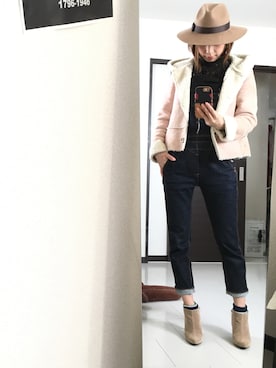 「ISBIT（アイズビット）のアイテム（ジャケット/アウター）」を使った、Naoさん（レディース・169cm）の冬コーディネート