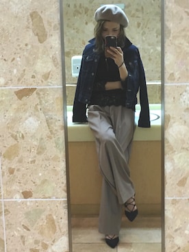 「HOLIDAY（ホリデイ）のアイテム（ハンチング/ベレー帽）」を使った、Naoさん（レディース・168cm）の秋コーディネート