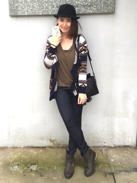 「MEIER.Q（マイヤーキュー）のアイテム（帽子）」を使った、Katrinaさん（レディース・163cm）の冬コーディネート