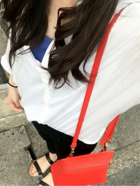 「CHARLES & KEITH（チャールズ & キース）のジップフロントクロスボディーバッグ / ZIP-FRONT CROSSBODY BAG（ショルダーバッグ）」を使った、ayanoさん（レディース・153cm）の夏コーディネート