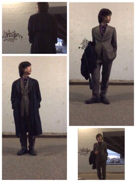 「DRIES VAN NOTEN（ドリスヴァンノッテン）のアイテム（スラックス）」を使った、umrさん（メンズ・170cm）の冬コーディネート