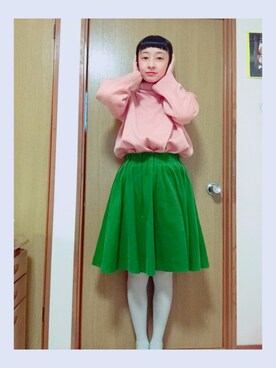 スカートを使った ピンク 緑 の人気ファッションコーディネート Wear