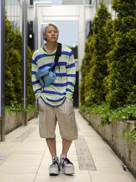 「CABANE de ZUCCa（カバンドズッカ）のアイテム（トップス）」を使った、ICCHOさん（メンズ・170cm）の春コーディネート