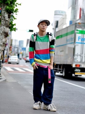 「H&M（エイチ・アンド・エム）のアイテム（ニット/セーター）」を使った、ICCHOさん（メンズ・170cm）の春コーディネート