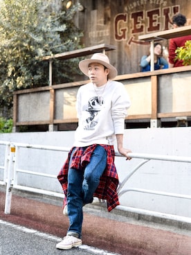 「HUMAN MADE（ヒューマンメード）のアイテム（スウェット）」を使った、ICCHOさん（メンズ・170cm）の春コーディネート