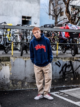 「yotsuba（ヨツバ）のアイテム」を使った、ICCHOさん（メンズ・170cm）の春コーディネート