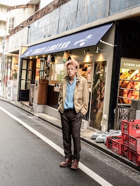 「bukht（ブフト）のアイテム」を使った、ICCHOさん（メンズ・170cm）の秋コーディネート