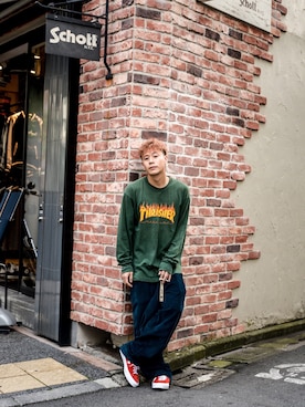 「THRASHER（スラッシャー）のアイテム」を使った、ICCHOさん（メンズ・170cm）の秋コーディネート