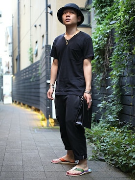 「アイテム（ハンドバッグ）」を使った、Naoki Miyamotoさん（メンズ・165cm）の夏コーディネート